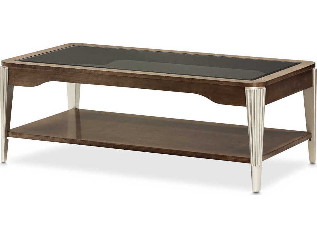 Michael Amini Roxbury Park Rectangular Glass Slate Cocktail Table
