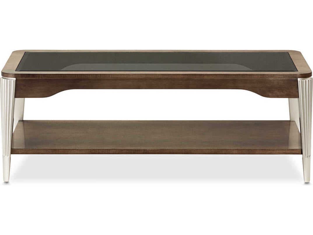 Michael Amini Roxbury Park Rectangular Glass Slate Cocktail Table