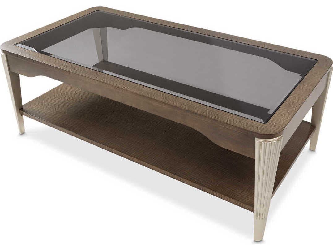 Michael Amini Roxbury Park Rectangular Glass Slate Cocktail Table