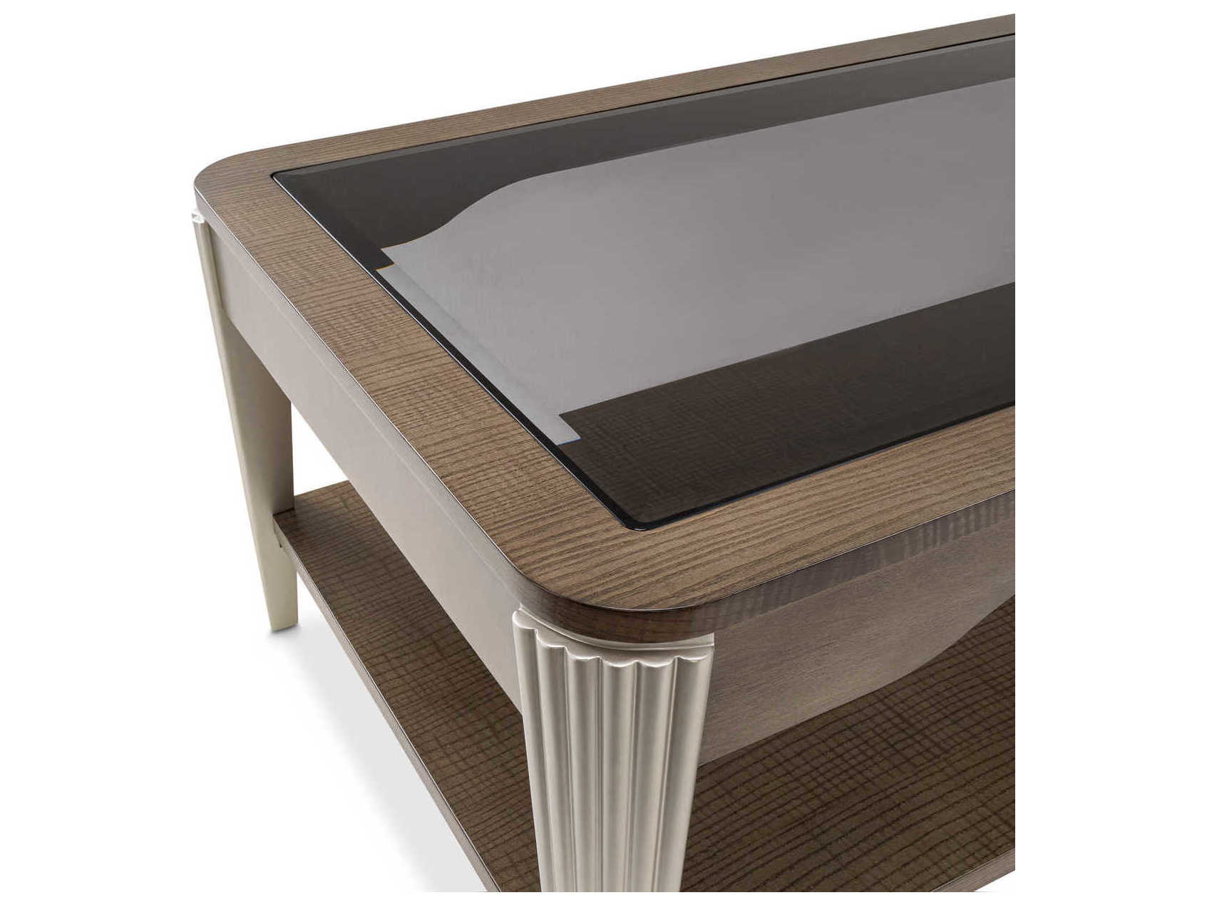 Michael Amini Roxbury Park Rectangular Glass Slate Cocktail Table