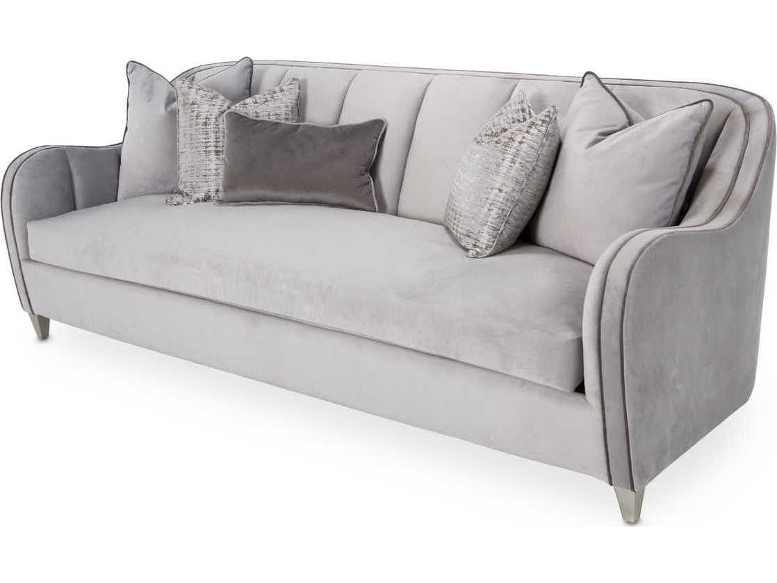 Michael Amini Roxbury Park Slate Gray Velvet Upholstered Sofa