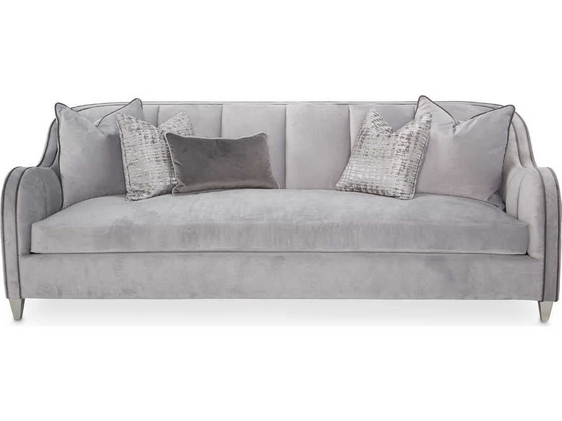 Michael Amini Roxbury Park Slate Gray Velvet Upholstered Sofa