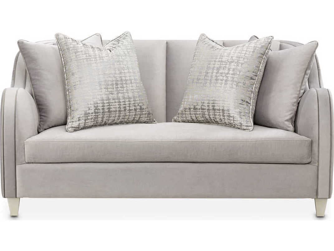 Michael Amini Roxbury Park Slate Gray Velvet Upholstered Loveseat