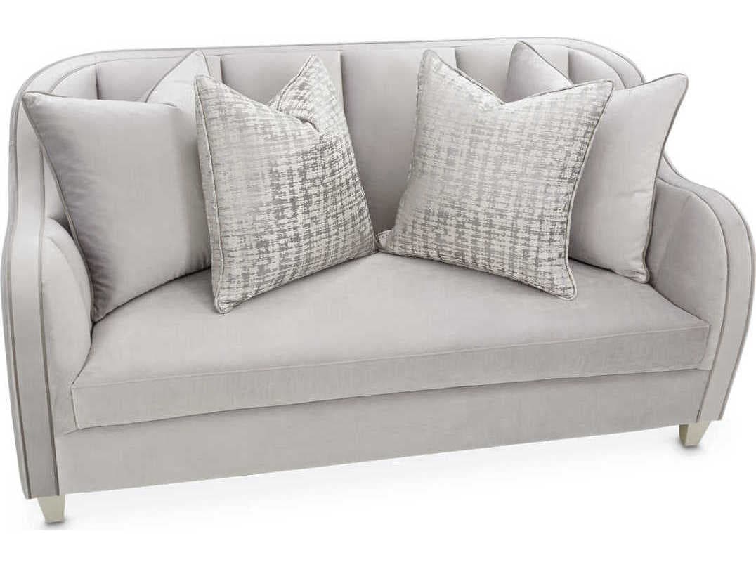 Michael Amini Roxbury Park Slate Gray Velvet Upholstered Loveseat