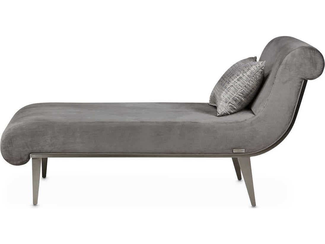 Luxecor Gilded Gray Pearl Velvet Upholstered Chaise