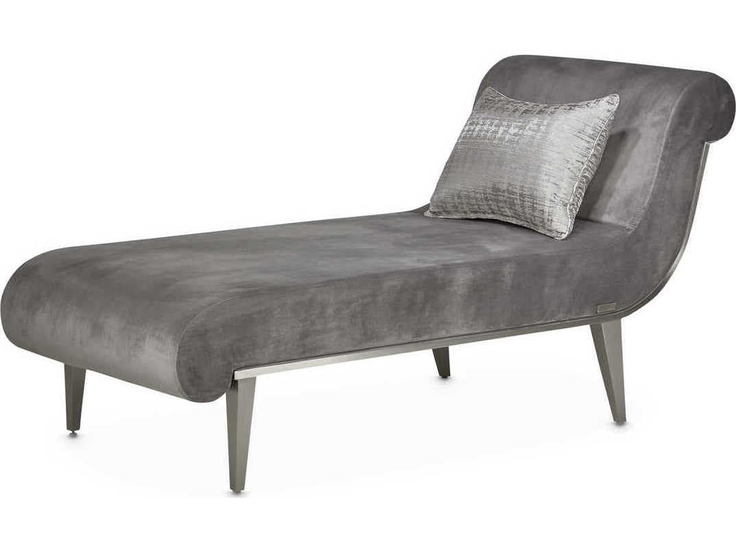 Luxecor Gilded Gray Pearl Velvet Upholstered Chaise