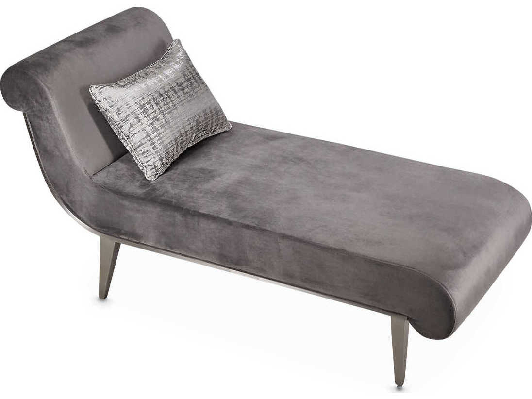 Luxecor Gilded Gray Pearl Velvet Upholstered Chaise