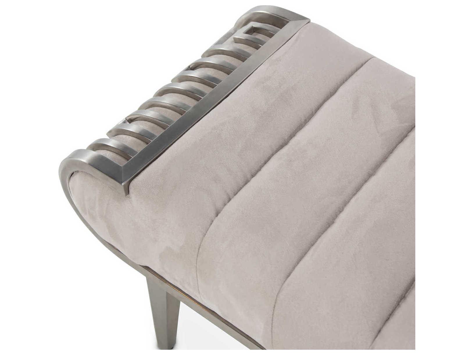 Luxecor Gilded Cement Gray Velvet Upholstered Accent Bench