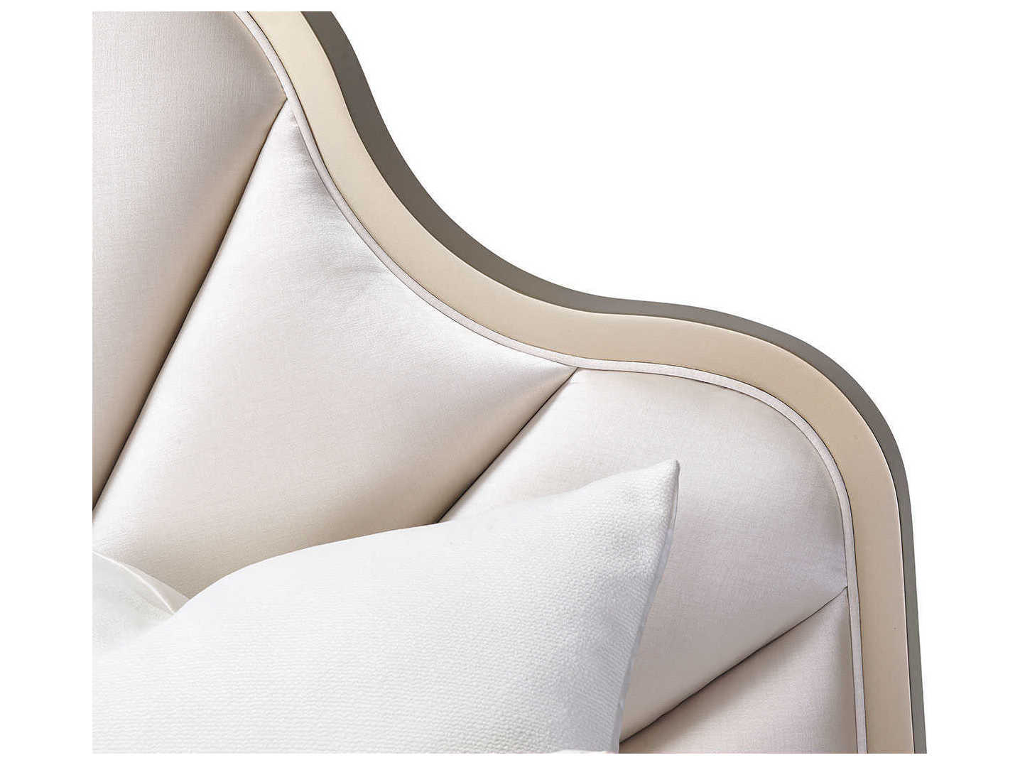 Michael Amini Malibu Crest Champagne Birch Wood Upholstered California King Panel Bed