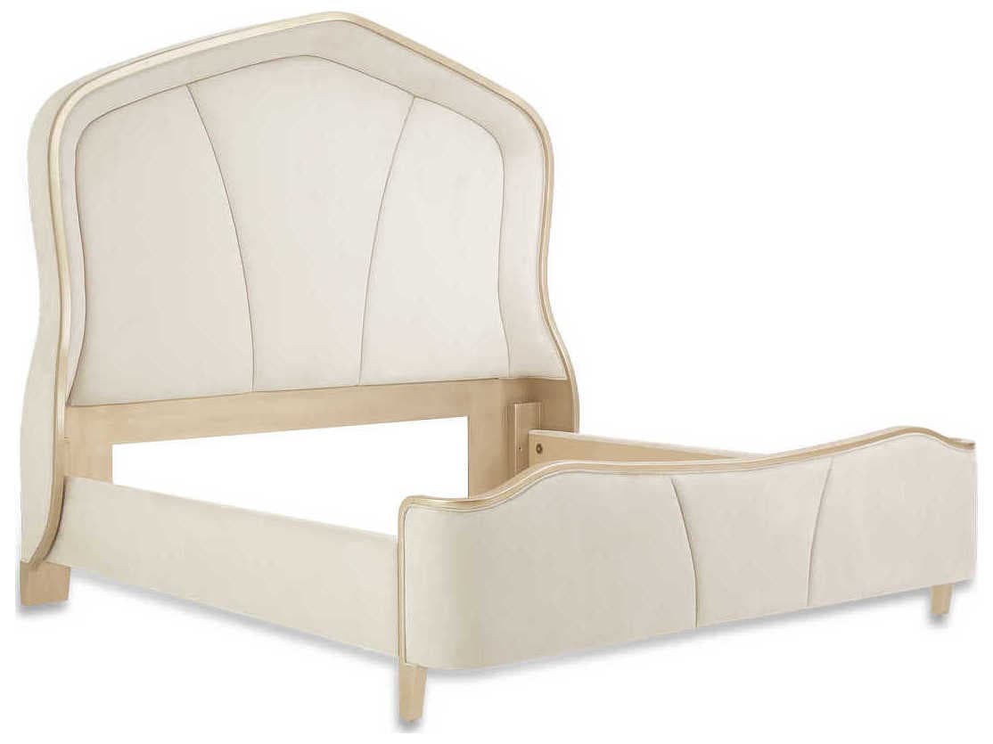 Luxecor Gilded Doeskin White Birch Wood Upholstered California King Panel Bed