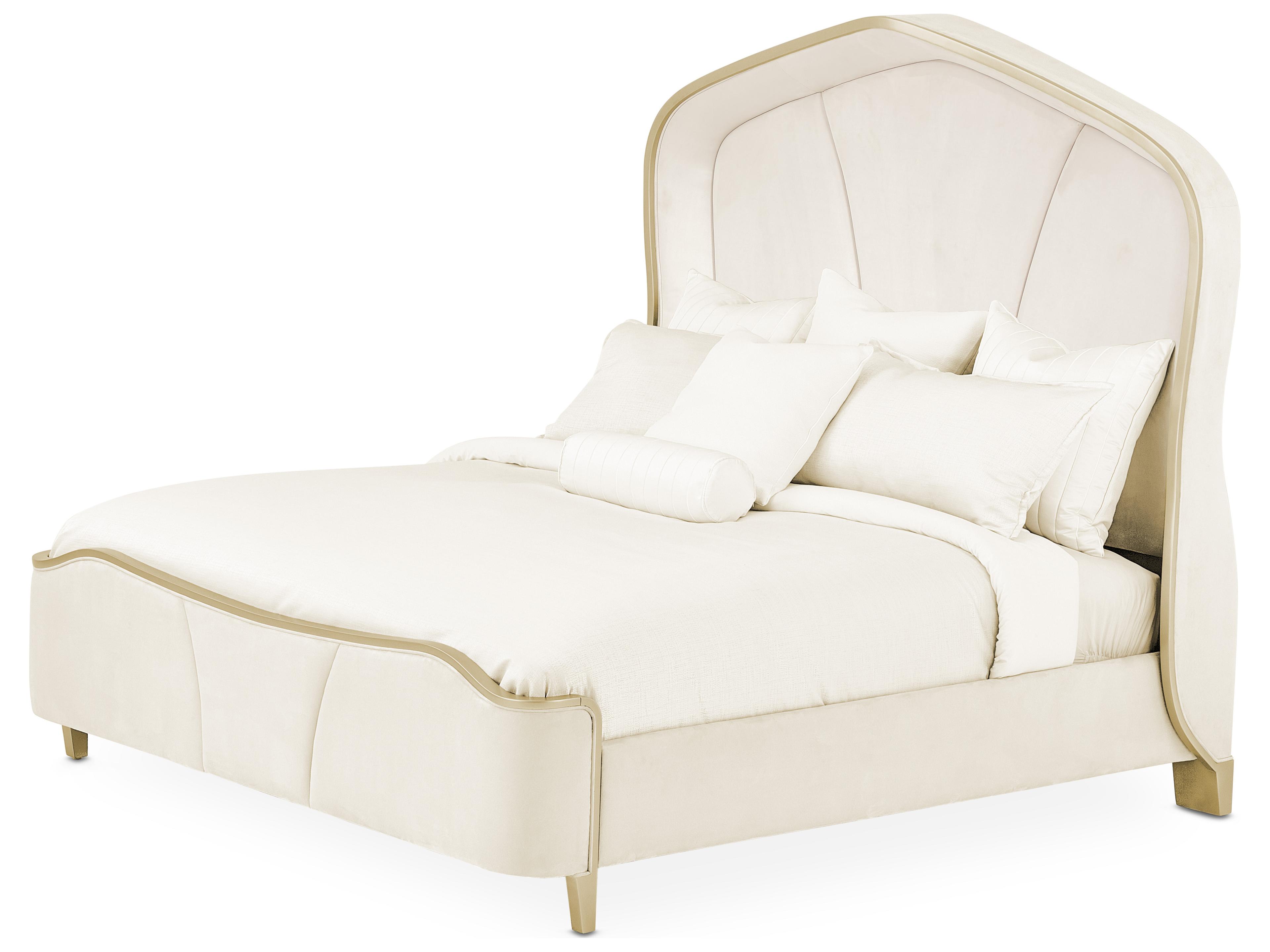 Luxecor Gilded Champagne Birch Wood King Panel Bed