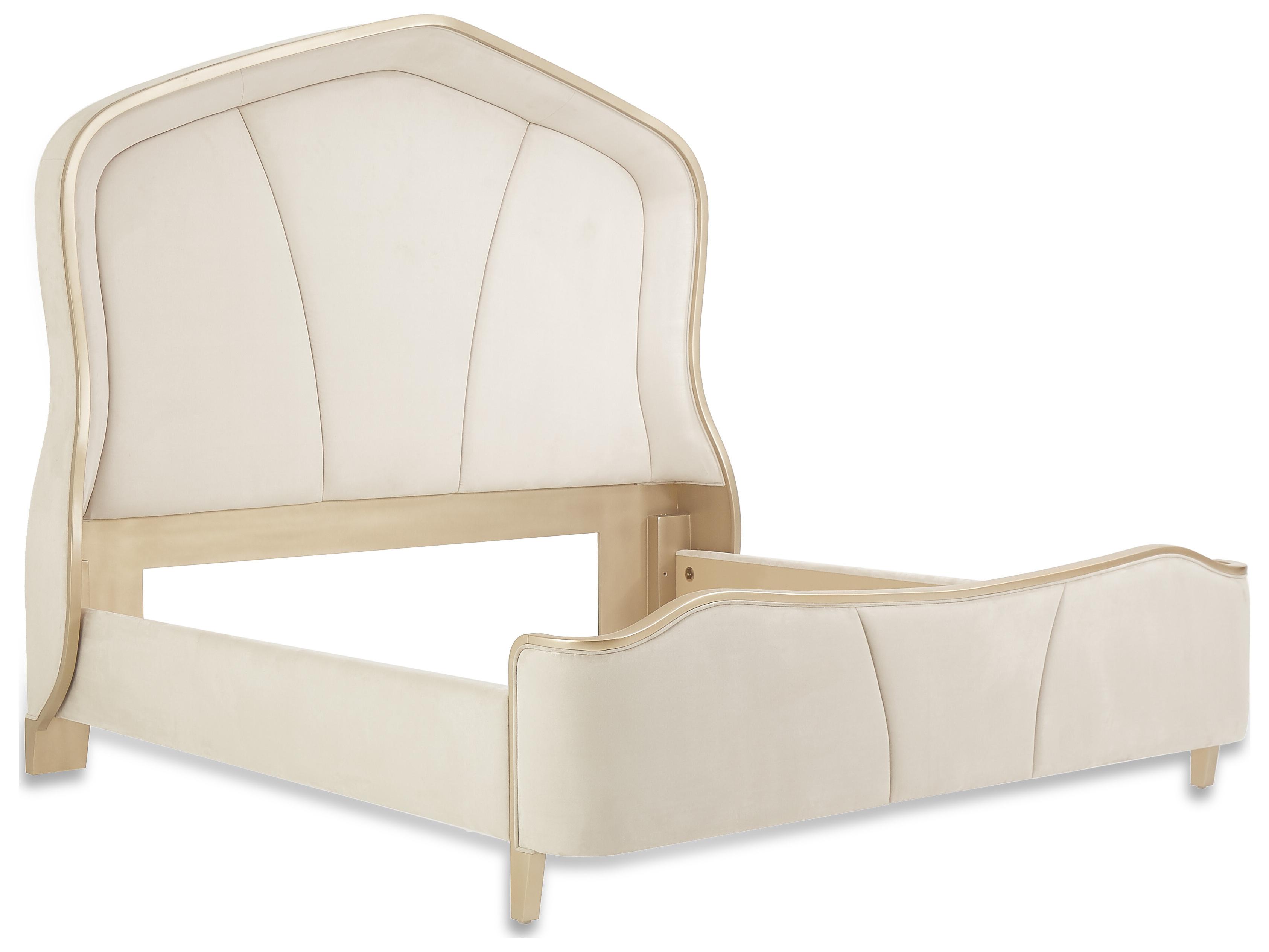 Luxecor Gilded Champagne Birch Wood King Panel Bed