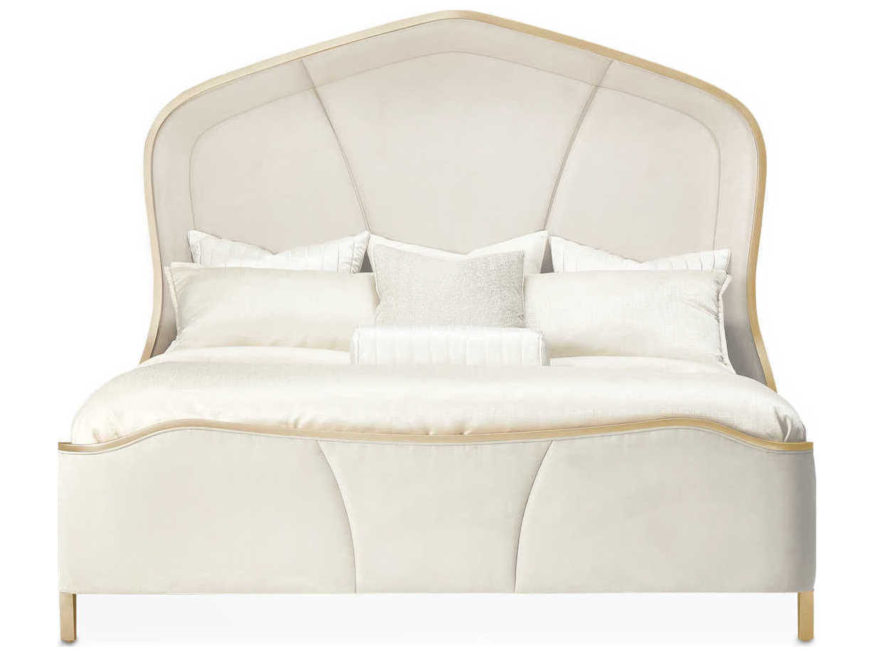 Luxecor Gilded Champagne Birch Wood Upholstered Queen Panel Bed