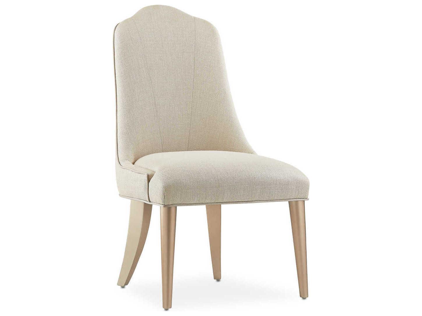 Michael Amini Malibu Crest Birch Wood White Upholstered Side Dining Chair