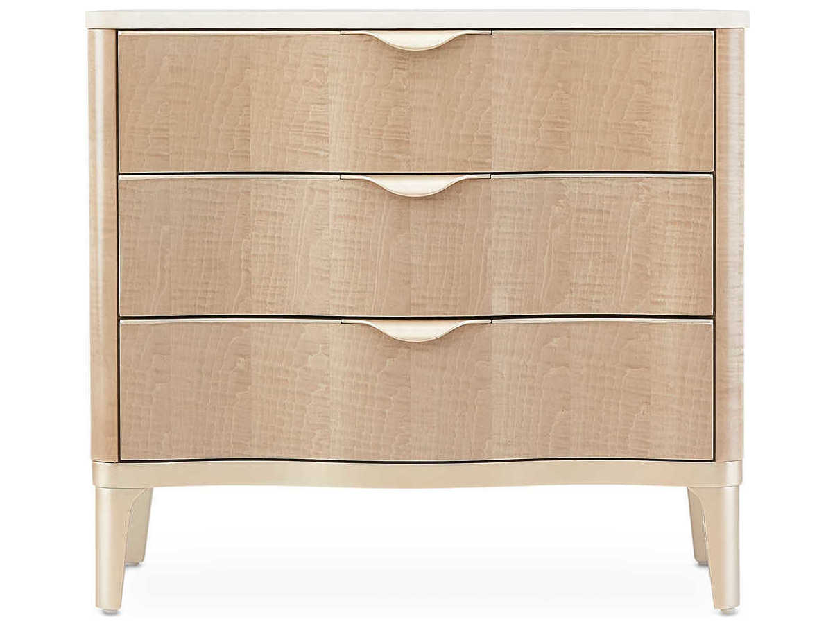Michael Amini Malibu Crest 3-Drawers Brown Birch Wood Nightstand