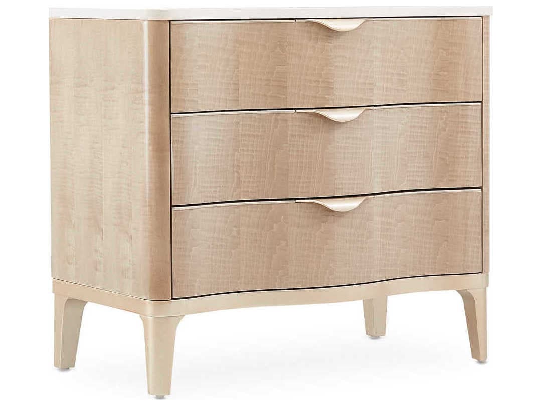 Michael Amini Malibu Crest 3-Drawers Brown Birch Wood Nightstand