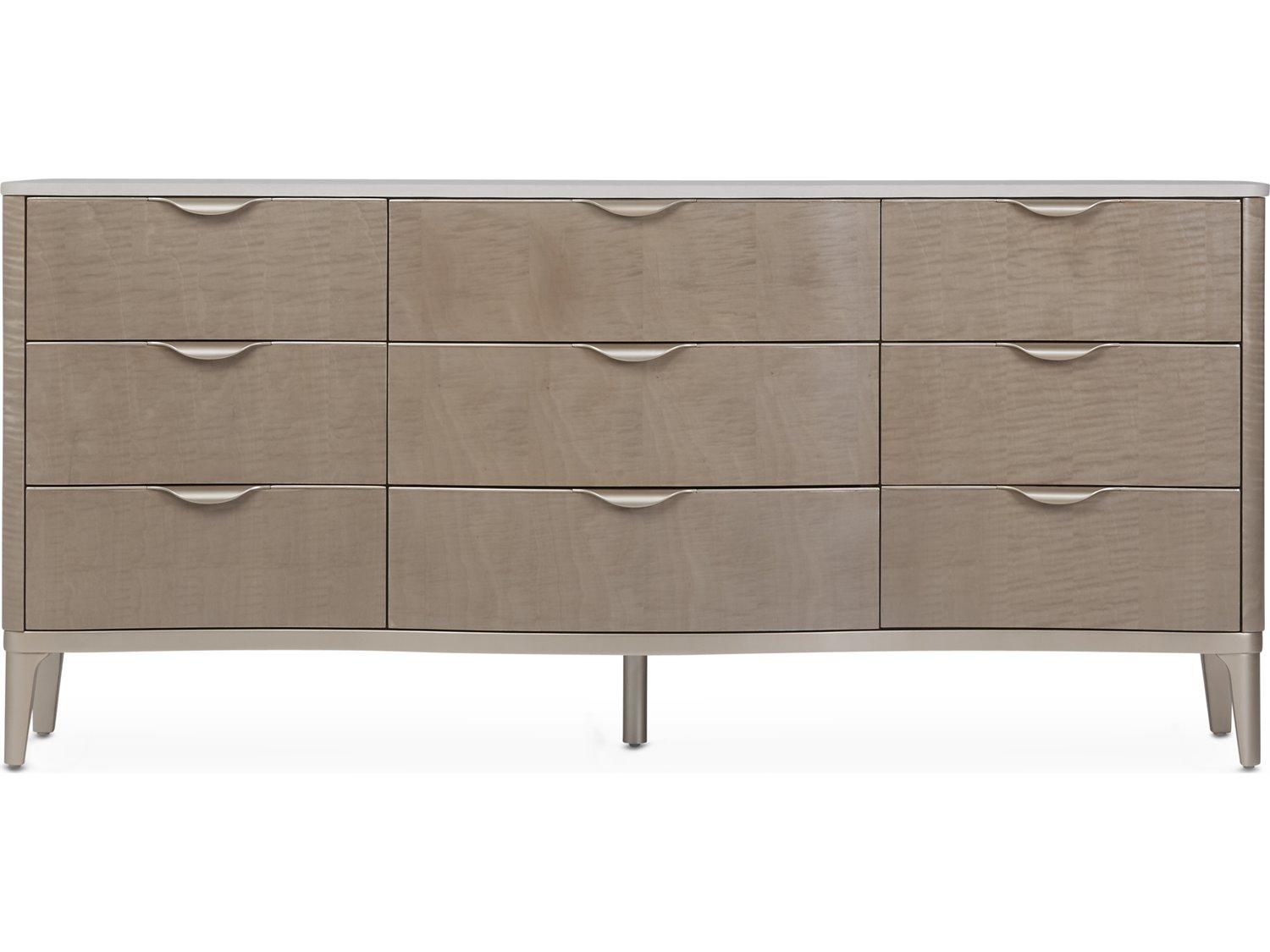 Luxecor Gilded Brown Birch Wood Dresser With Mirror Set