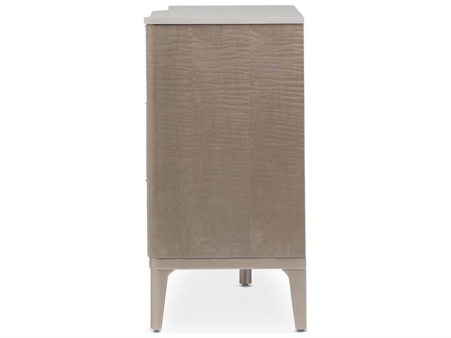 Luxecor Gilded Brown Birch Wood Dresser With Mirror Set