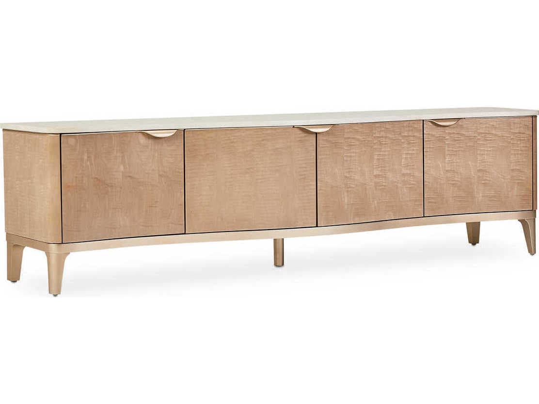 Luxecor Gilded 80" Birch Wood Blush Media Console