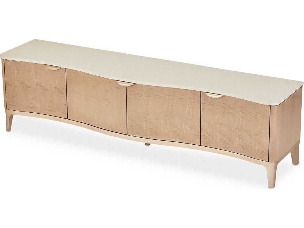 Luxecor Gilded 80" Birch Wood Blush Media Console