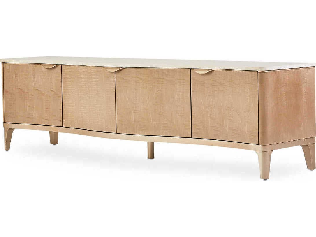 Luxecor Gilded 80" Birch Wood Blush Media Console