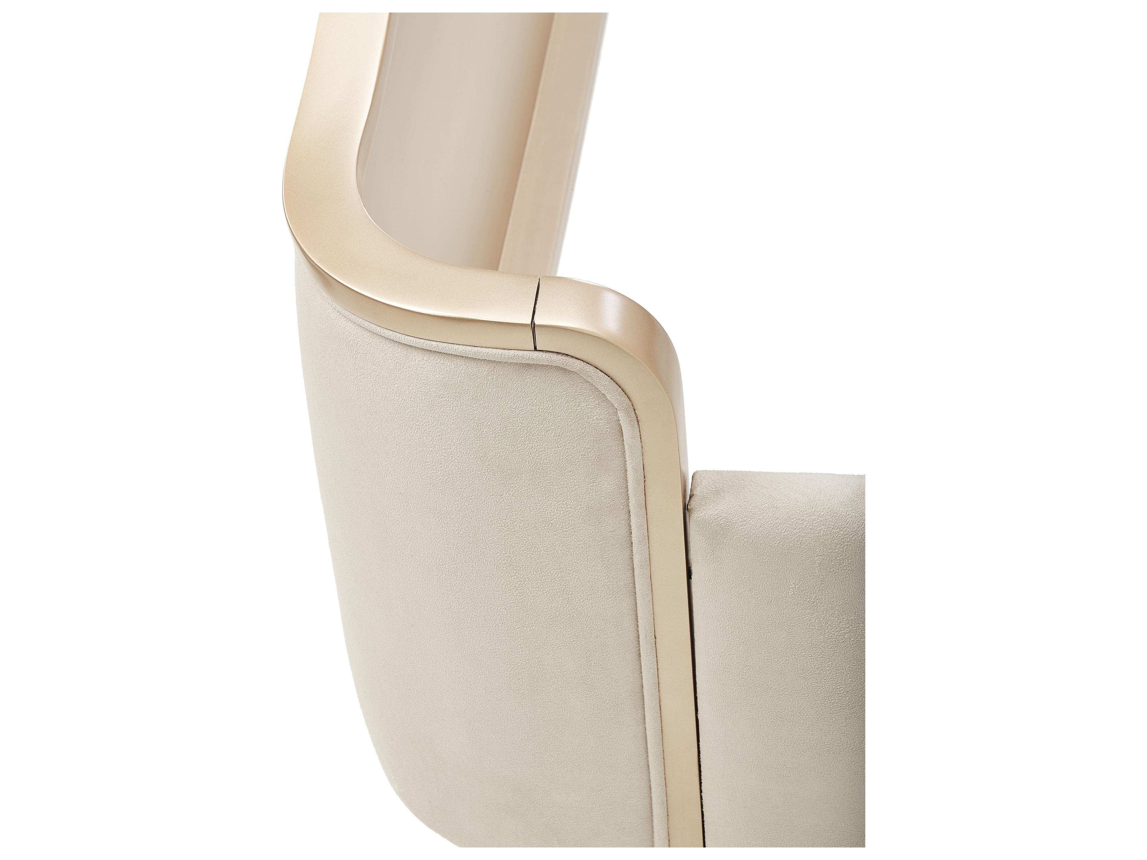 Michael Amini Malibu Crest Champagne Birch Wood Upholstered King Poster Bed