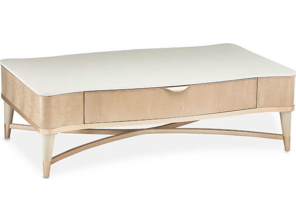 Luxecor Gilded Rectangular Marble Blush Cocktail Table