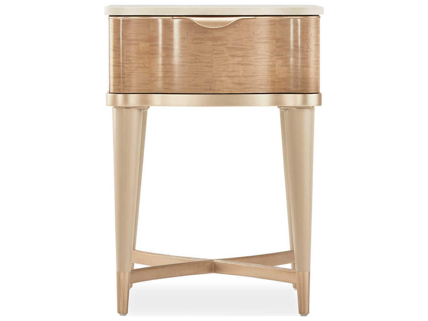 Michael Amini Malibu Crest Rectangular Marble Blush End Table