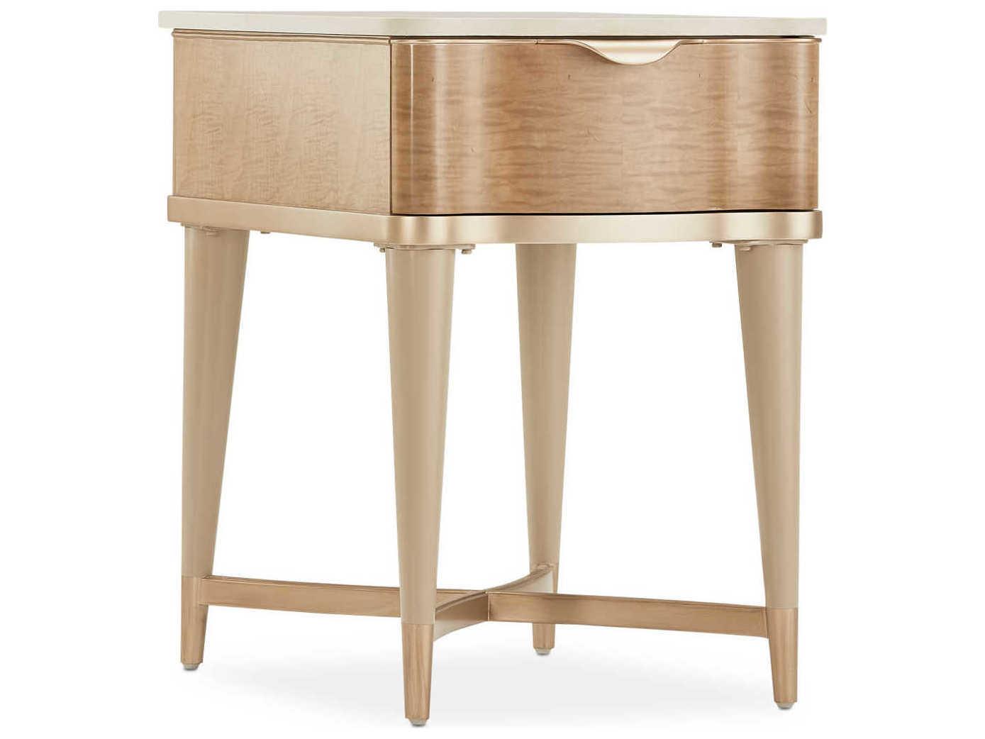 Michael Amini Malibu Crest Rectangular Marble Blush End Table