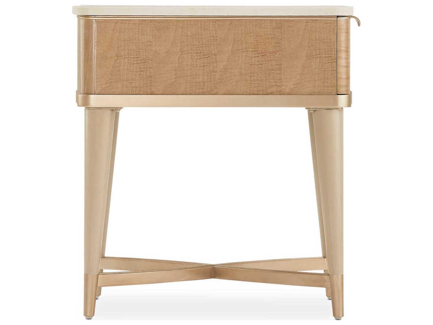 Michael Amini Malibu Crest Rectangular Marble Blush End Table