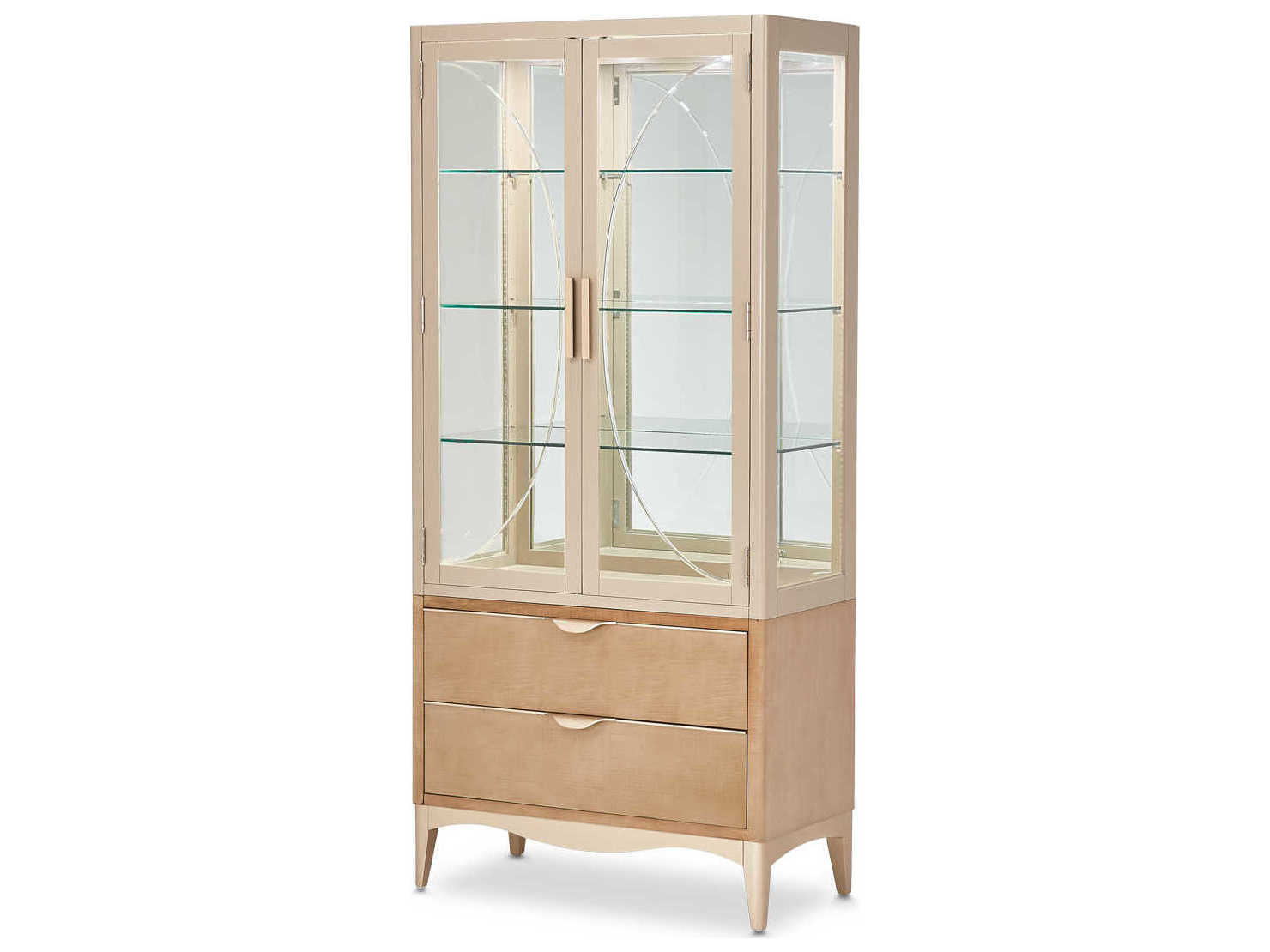 Michael Amini Malibu Crest Birch Wood Chardonnay Display Cabinet