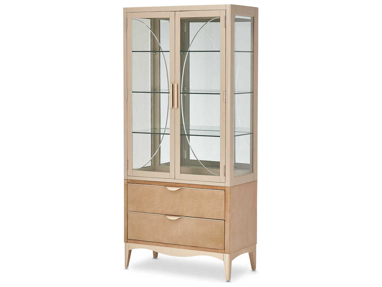 Michael Amini Malibu Crest Birch Wood Chardonnay Display Cabinet