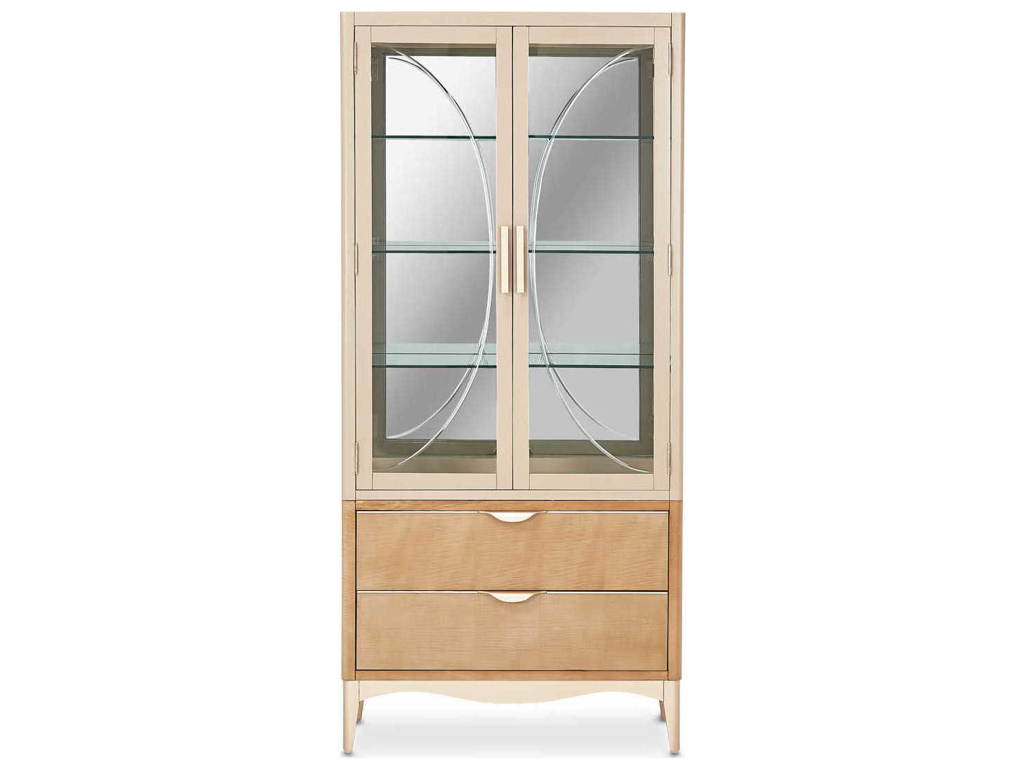 Michael Amini Malibu Crest Birch Wood Chardonnay Display Cabinet