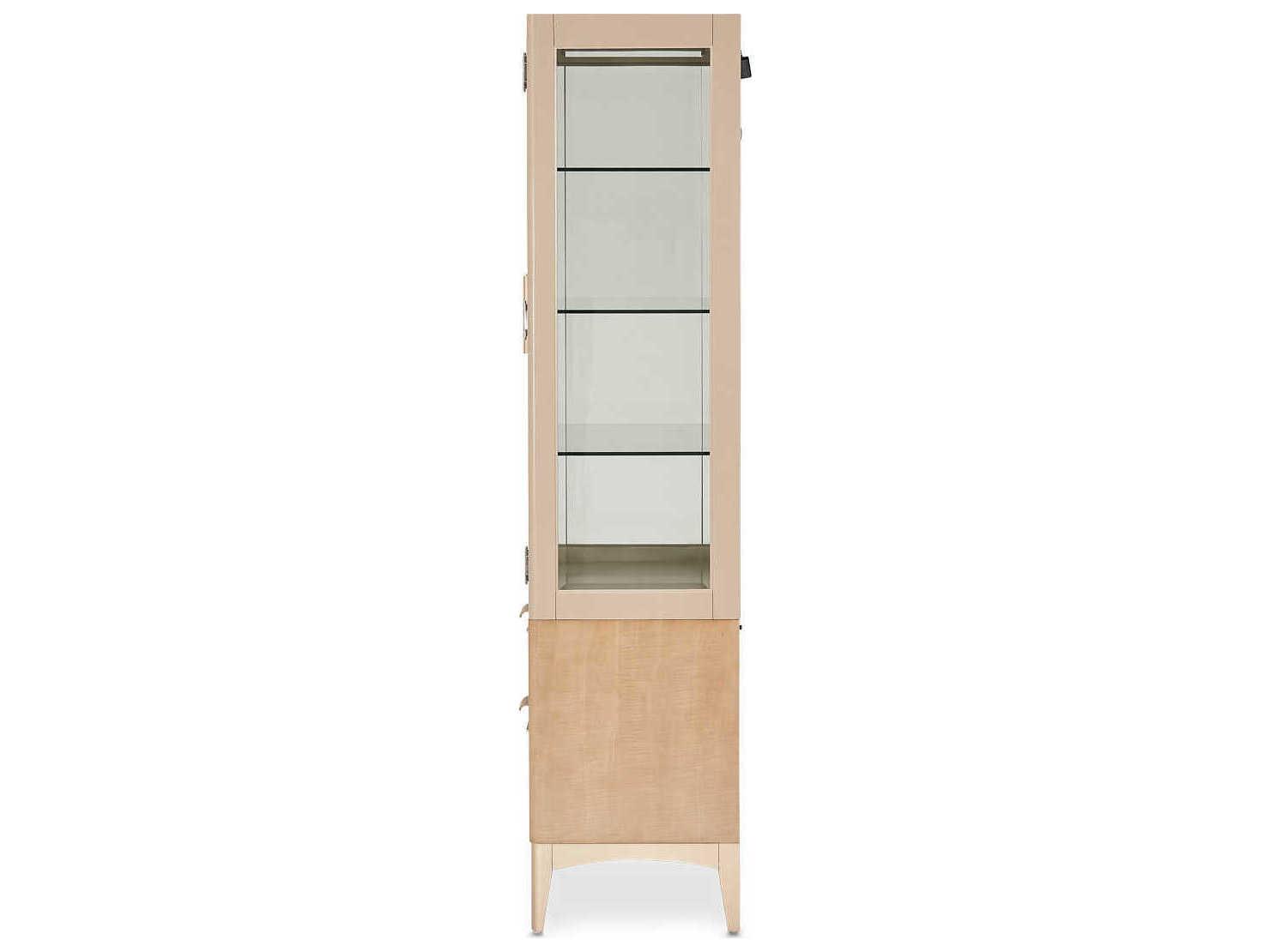 Michael Amini Malibu Crest Birch Wood Chardonnay Display Cabinet