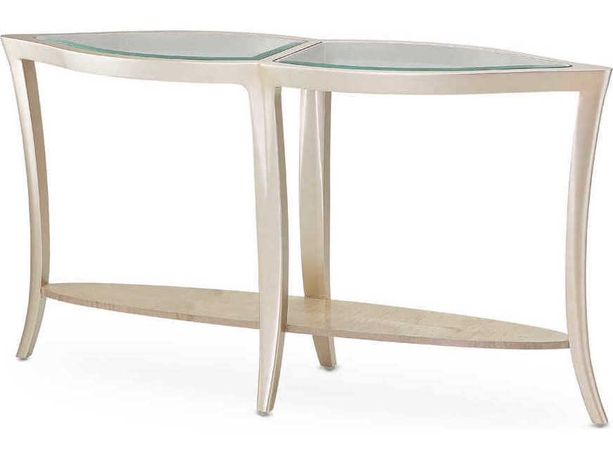 Michael Amini Malibu Crest Glass Chardonnay Console Table