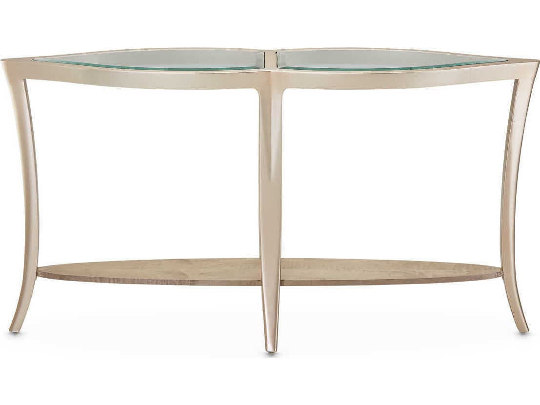 Michael Amini Malibu Crest Glass Chardonnay Console Table