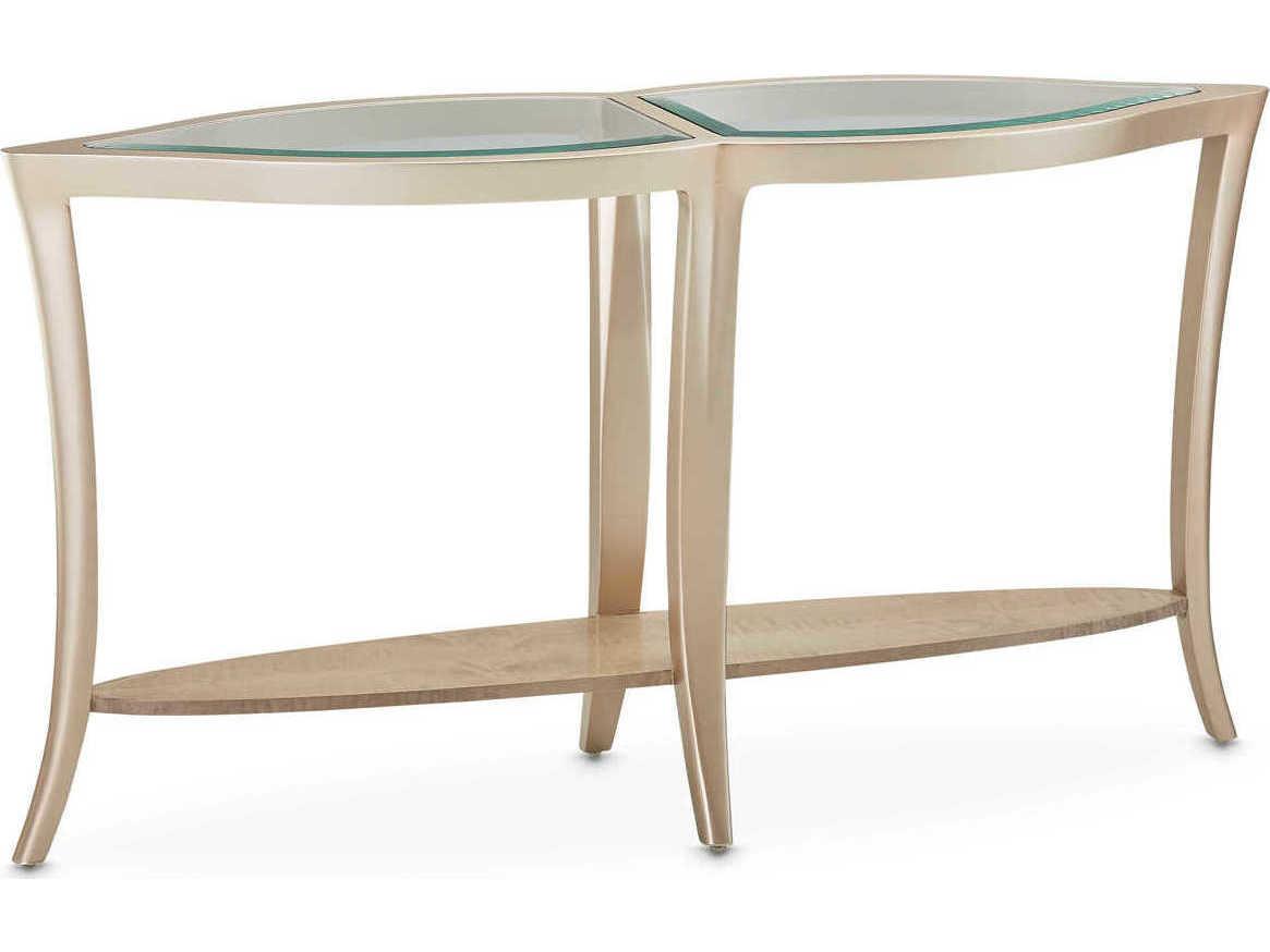 Michael Amini Malibu Crest Glass Chardonnay Console Table