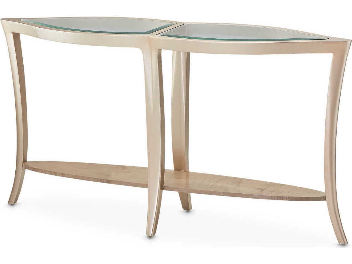 Michael Amini Malibu Crest Glass Chardonnay Console Table