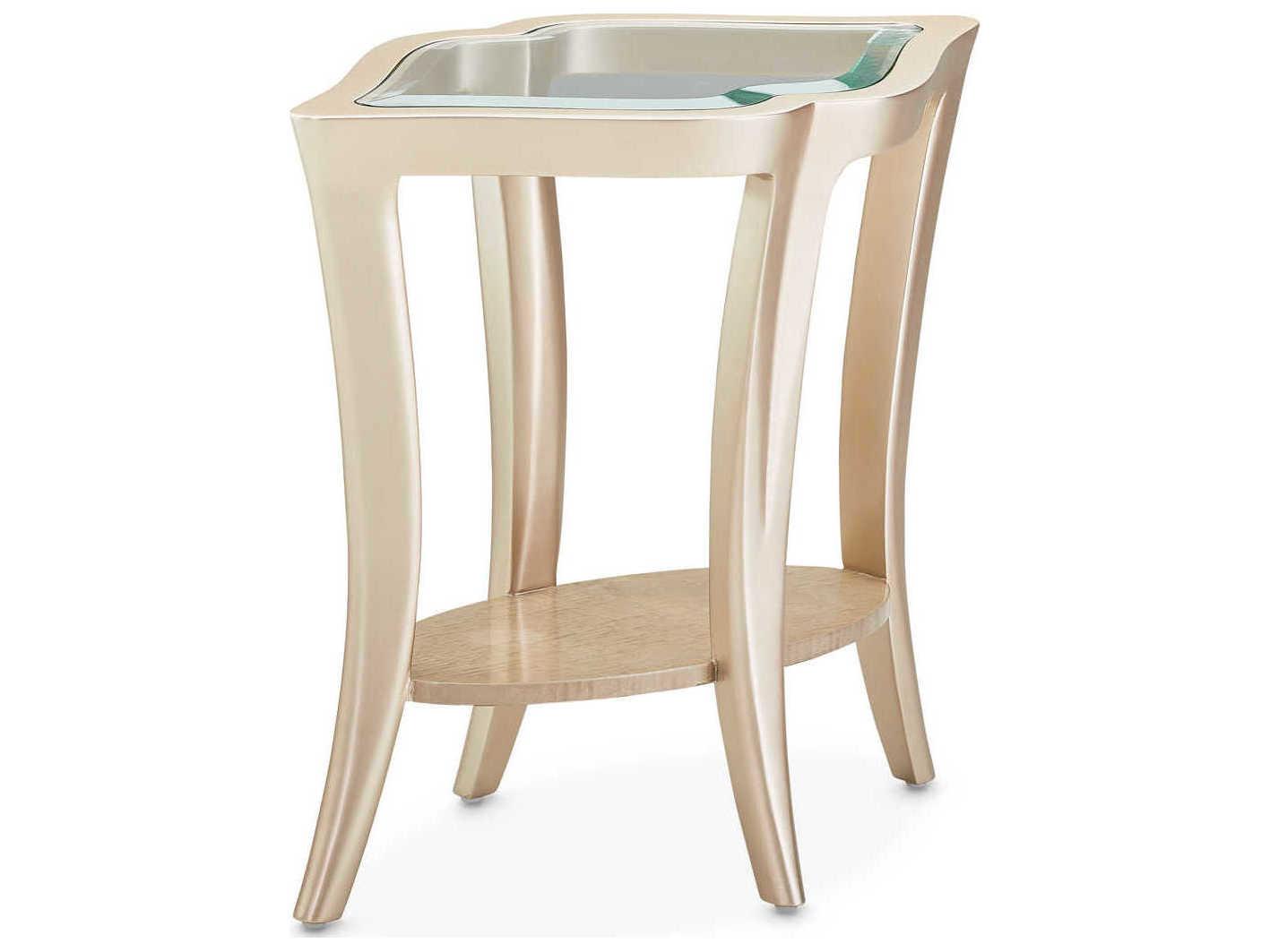 Michael Amini Malibu Crest Glass Chardonnay End Table