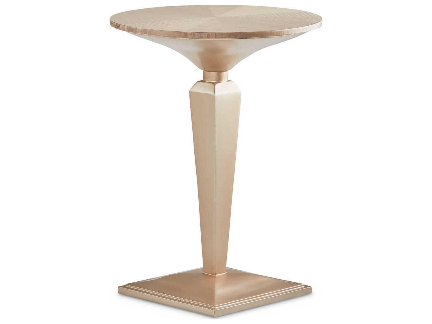 Michael Amini Malibu Crest Round Wood Chardonnay End Table