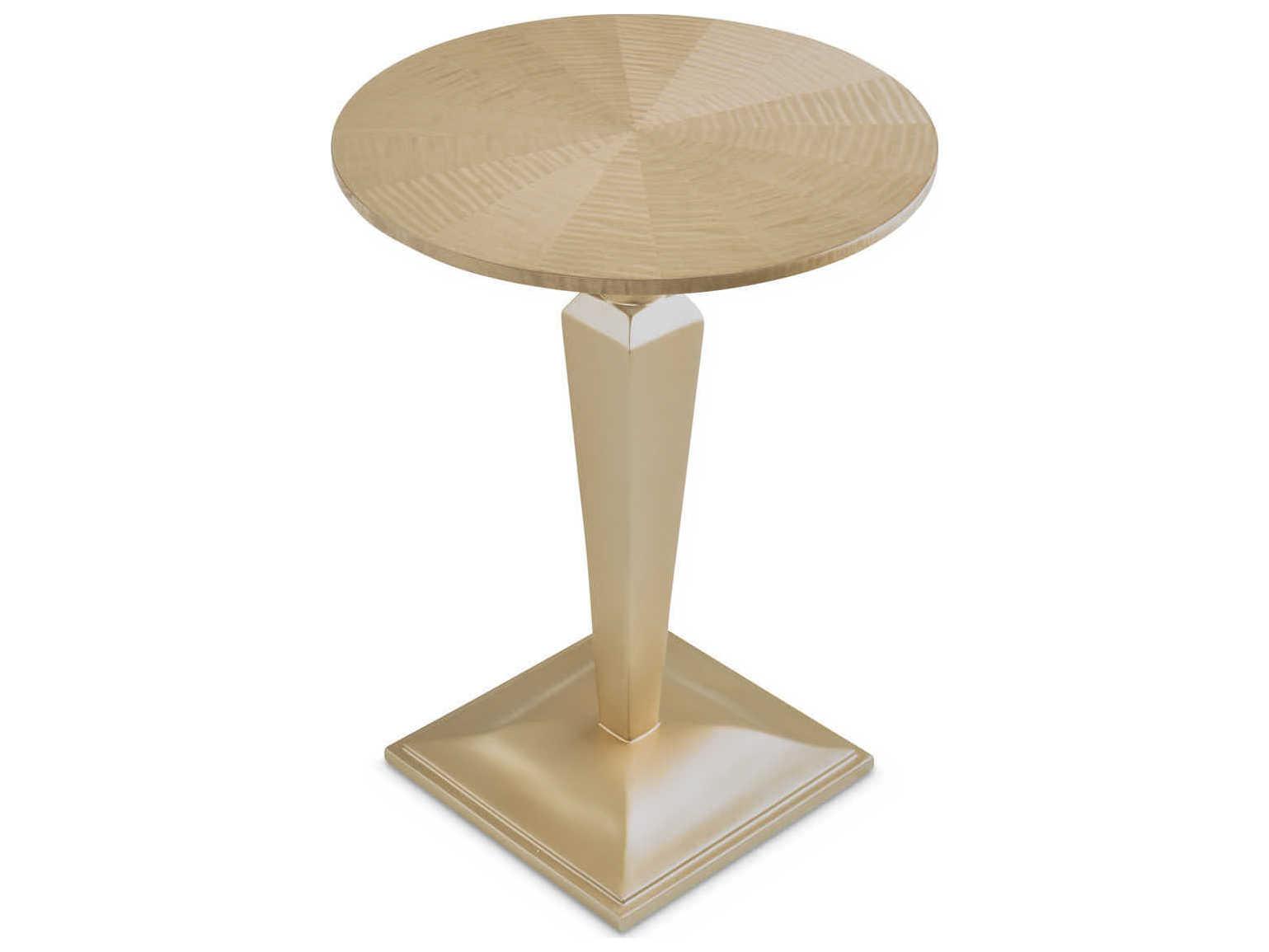 Michael Amini Malibu Crest Round Wood Chardonnay End Table