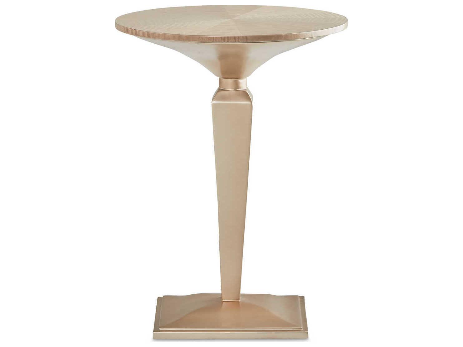 Michael Amini Malibu Crest Round Wood Chardonnay End Table