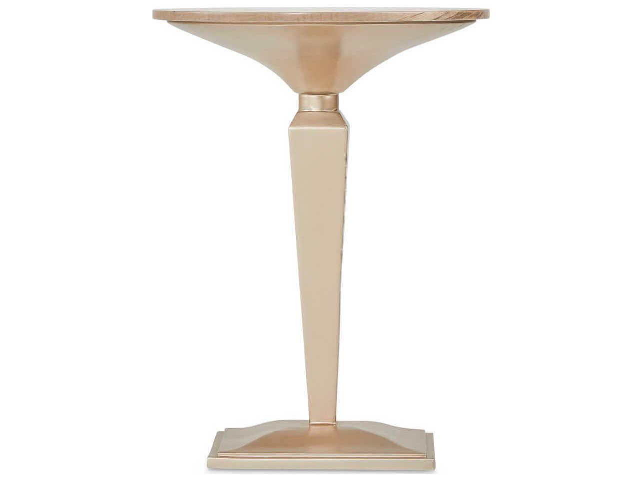 Michael Amini Malibu Crest Round Wood Chardonnay End Table