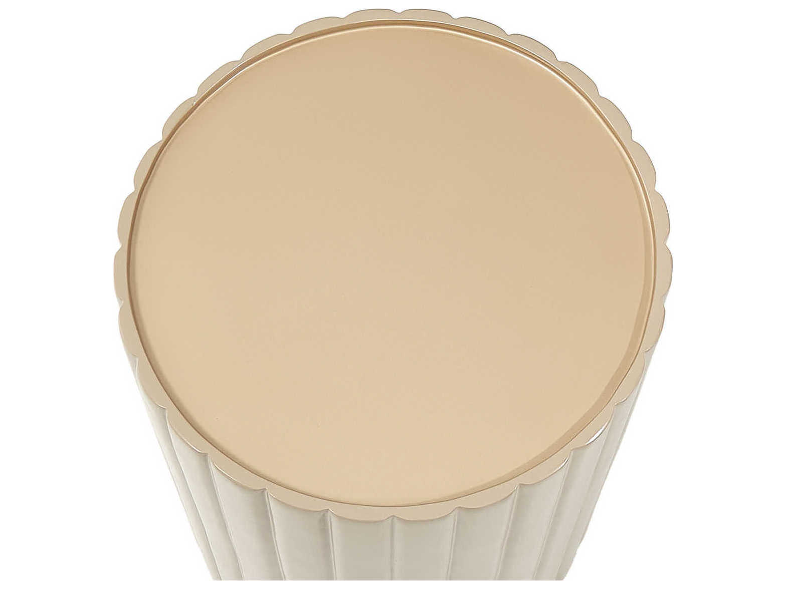 Michael Amini Malibu Crest Round Wood Chardonnay End Table