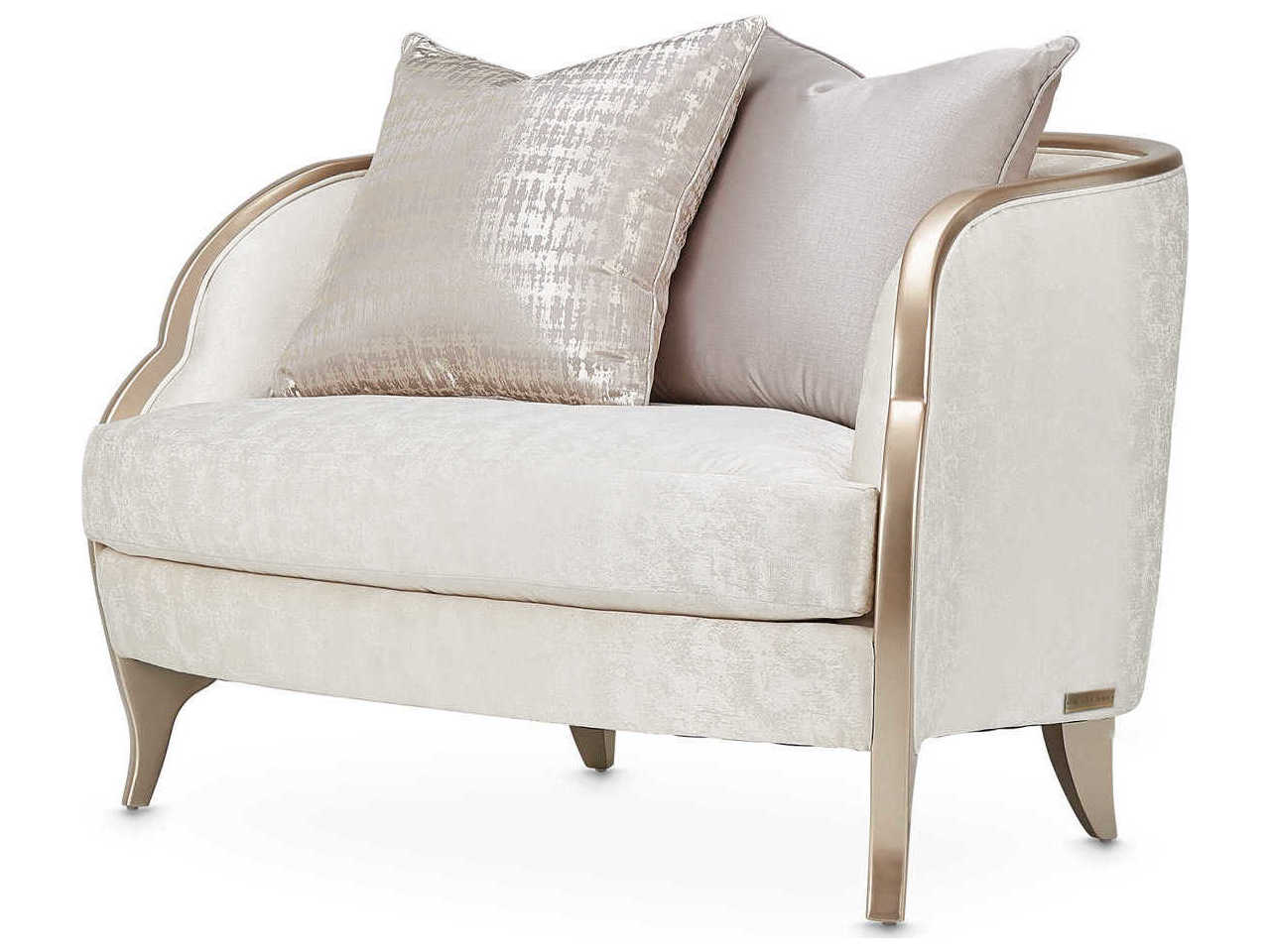 Luxecor Gilded White Fabric Chair and a Half