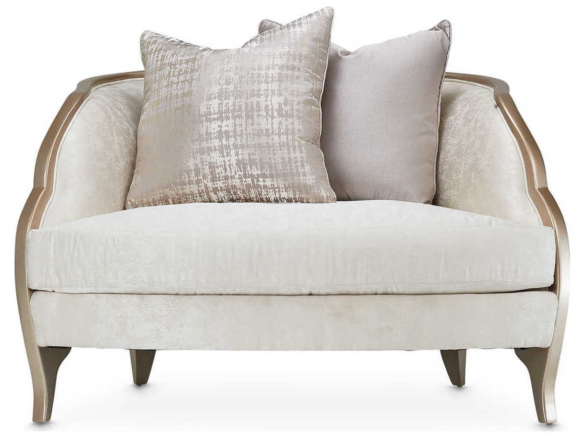 Luxecor Gilded White Fabric Chair and a Half