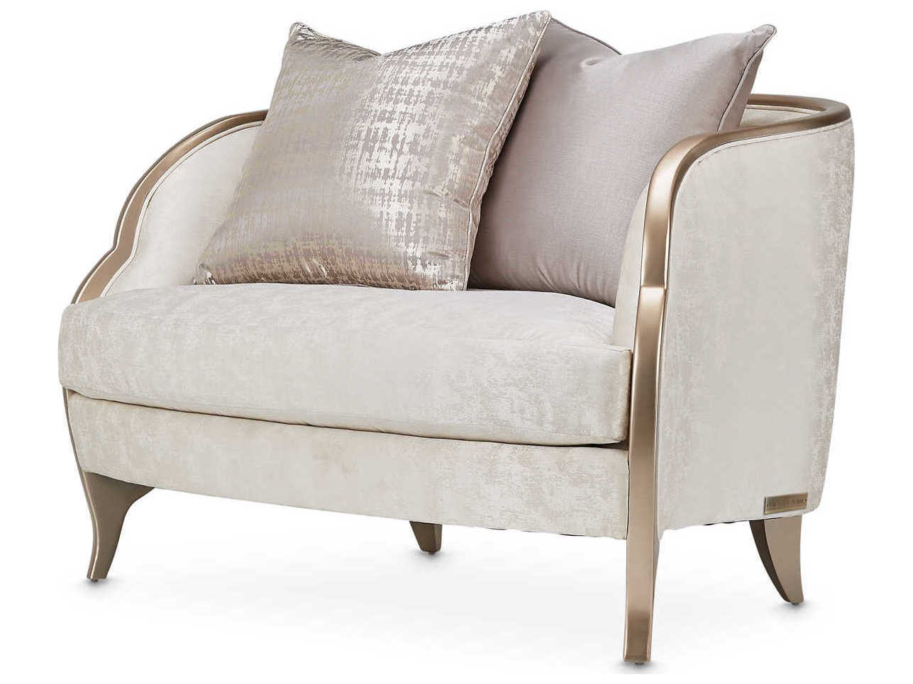 Luxecor Gilded White Fabric Chair and a Half