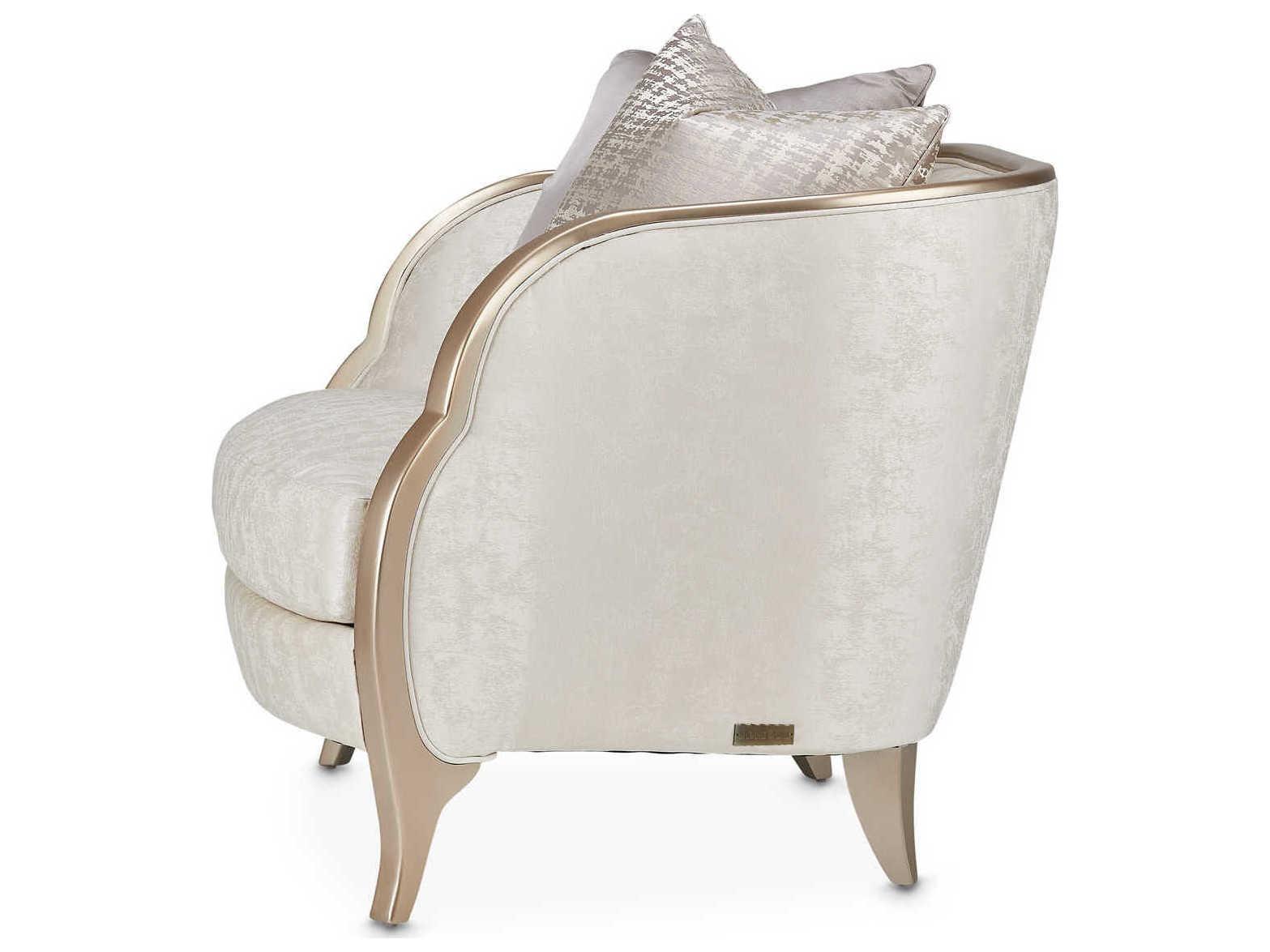 Luxecor Gilded White Fabric Chair and a Half