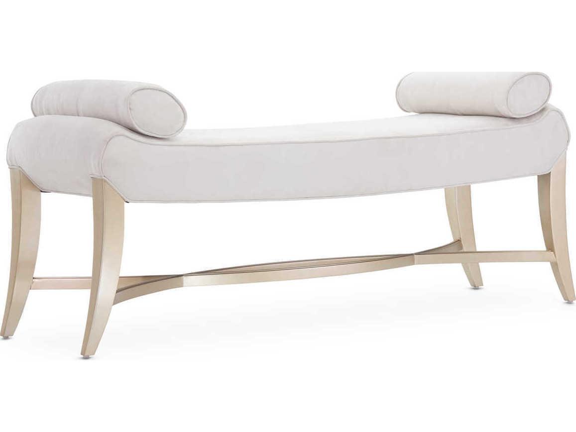 Michael Amini Malibu Crest Doeskin Gray Suede Upholstered Accent Bench