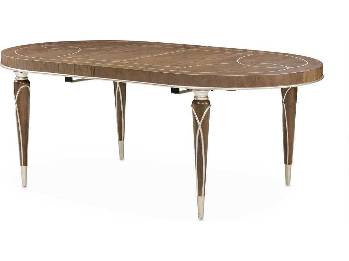 Michael Amini Villa Cherie Hazelnut Oval Wood Dining Table